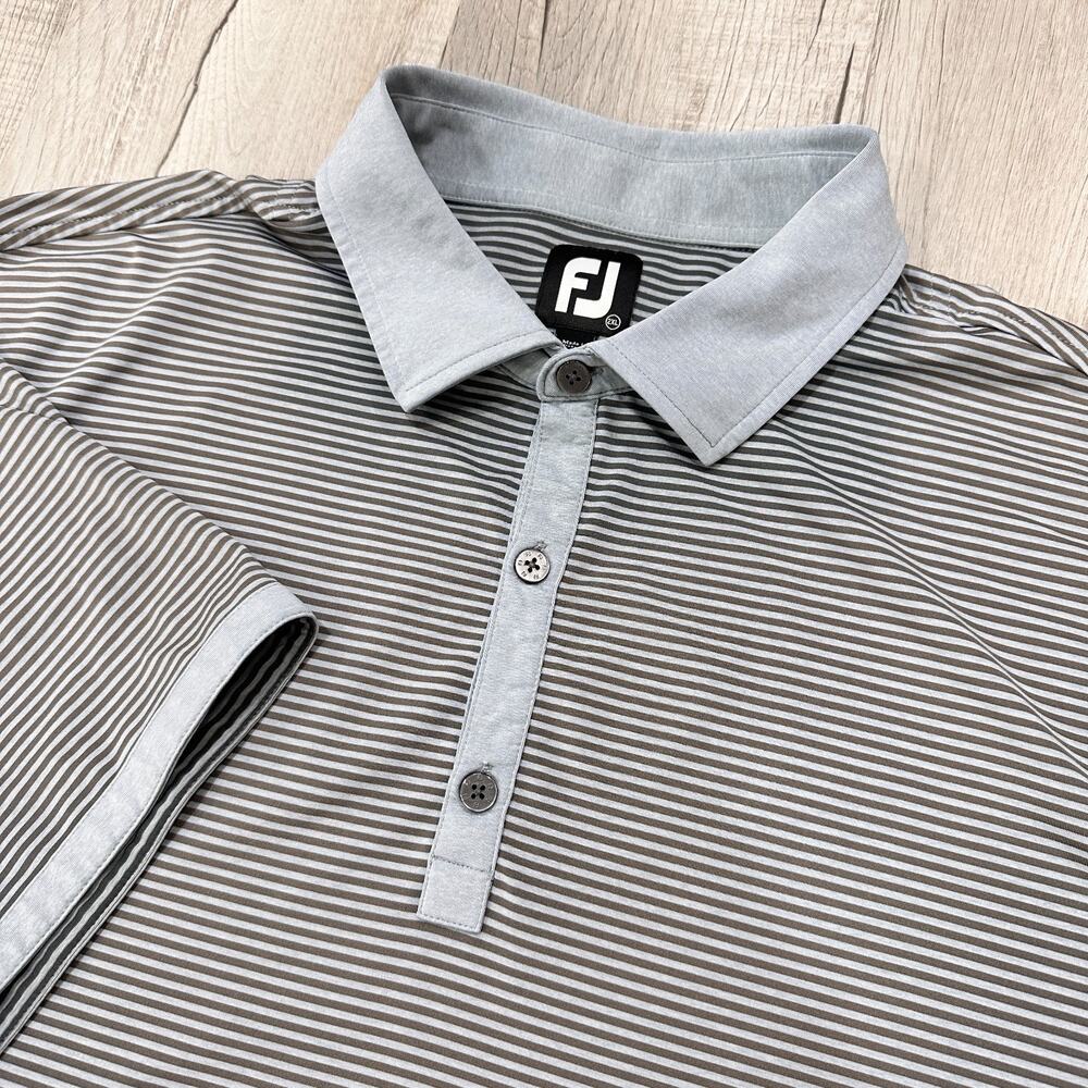 Lot Of 2 Footjoy Polo Shirts Mens 2XL Striped Pattern Performance Golf - Picture 2 of 16